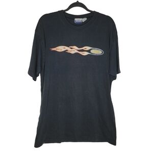 Vintage 90s Jimmy Z Surf Skateboard Flames Logo T-Shirt in Black Size Large